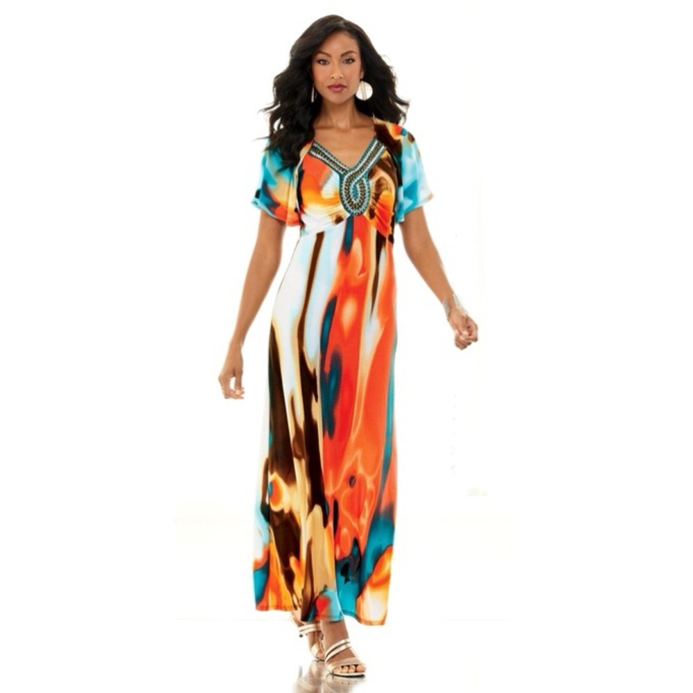Midnight Velvet Southwest Beaded Maxi Dress